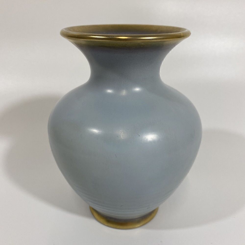 Vintage‎ DUMLER BREIDEN HOHR German Art Pottery Vase Midcentury Blue Matte 6”